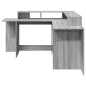 vidaXL Scrivania con Luci LED Grigio Sonoma 152x152x91cm in Truciolato