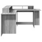 vidaXL Scrivania con Luci LED Grigio Sonoma 152x152x91cm in Truciolato