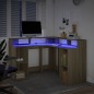 vidaXL Scrivania con Luci LED Rovere Sonoma 130x130x91cm in Truciolato vidaXL Scrivania con Luci LED Rovere Sonoma 130x130x91cm in Truciolato