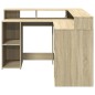 vidaXL Scrivania con Luci LED Rovere Sonoma 130x130x91cm in Truciolato vidaXL Scrivania con Luci LED Rovere Sonoma 130x130x91cm in Truciolato