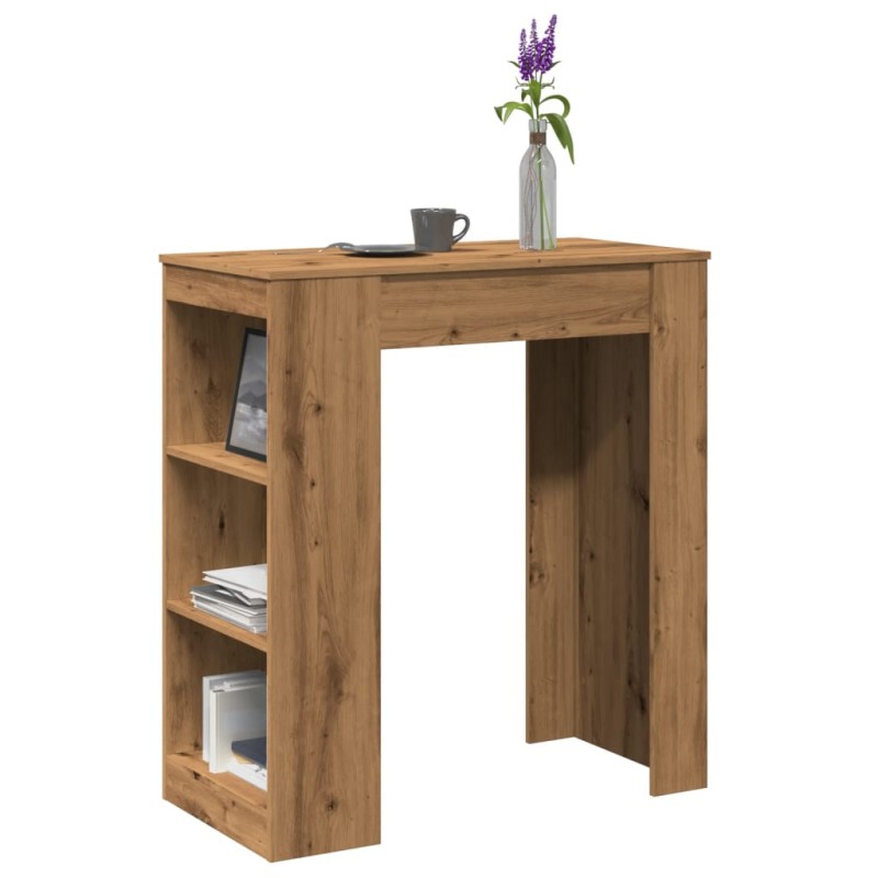 vidaXL Tavolo Bar con Rastrelliera Rovere 95x47x103,5 cm Multistrato