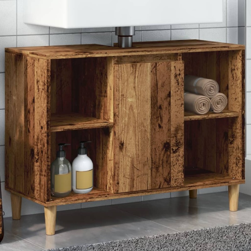 vidaXL Mobile da Bagno Legno Antico 80x33x60 cm in Legno Multistrato vidaXL Mobile da Bagno Legno Antico 80x33x60 cm in Legno Multistrato
