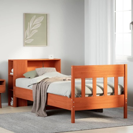 vidaXL Letto Libreria senza Materasso Marrone Cera 75x190 cm in Pino