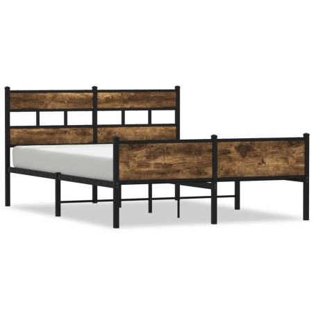 vidaXL Giroletto senza Materaso in Metallo Rovere Fumo 160x200 cm