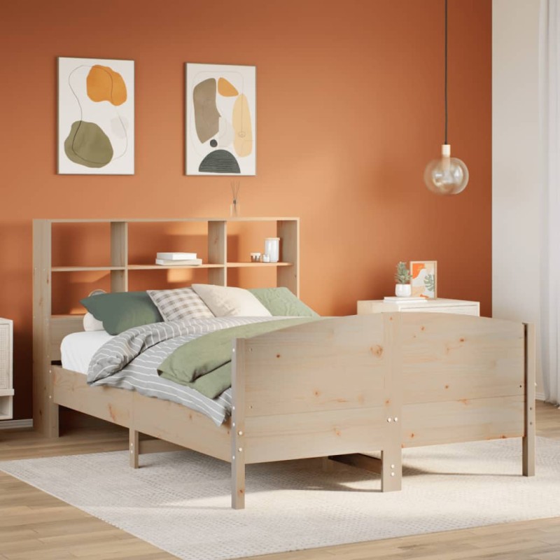 vidaXL Letto Libreria senza Materasso 135x190 cm in Legno di Pino vidaXL Letto Libreria senza Materasso 135x190 cm in Legno di Pino