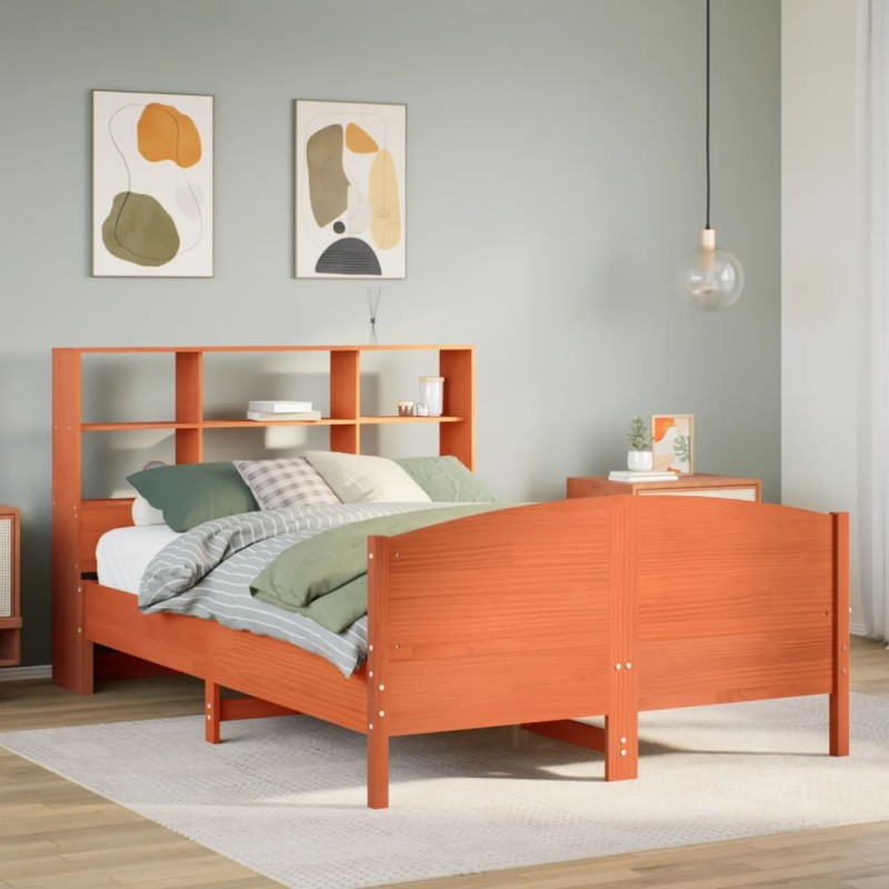vidaXL Letto Libreria senza Materasso Marrone Cera 120x190 cm in Pino vidaXL Letto Libreria senza Materasso Marrone Cera 120x190 cm in Pino