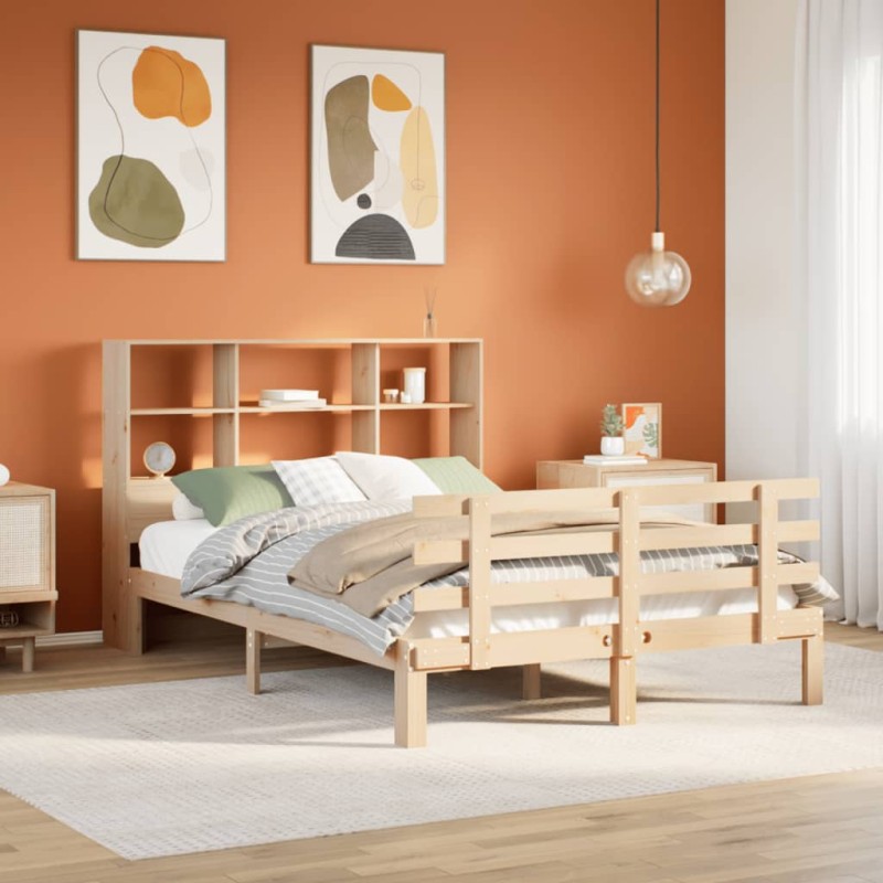 vidaXL Letto Libreria senza Materasso 140x190 cm in Legno di Pino vidaXL Letto Libreria senza Materasso 140x190 cm in Legno di Pino