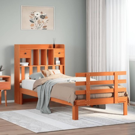 vidaXL Letto Libreria senza Materasso Marrone Cera 75x190 cm in Pino