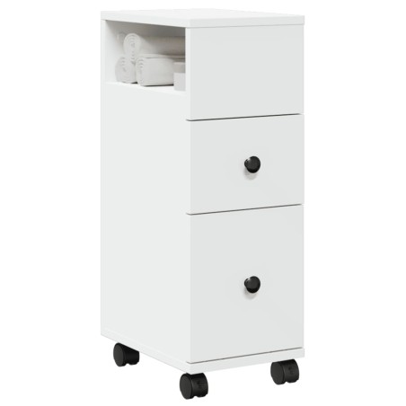 vidaXL Mobile da Bagno Stretto con Ruote Bianco in Truciolato