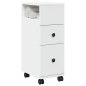 vidaXL Mobile da Bagno Stretto con Ruote Bianco in Truciolato vidaXL Mobile da Bagno Stretto con Ruote Bianco in Truciolato