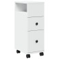 vidaXL Mobile da Bagno Stretto con Ruote Bianco in Truciolato vidaXL Mobile da Bagno Stretto con Ruote Bianco in Truciolato