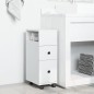 vidaXL Mobile da Bagno Stretto con Ruote Bianco in Truciolato vidaXL Mobile da Bagno Stretto con Ruote Bianco in Truciolato