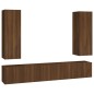 Set Mobili Porta TV 5 pz Rovere Marrone in Legno Multistrato