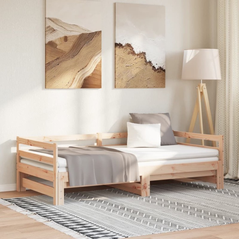 vidaXL Divano Letto con Letto Estraibile 90x190 cm Legno Massello Pino vidaXL Divano Letto con Letto Estraibile 90x190 cm Legno Massello Pino