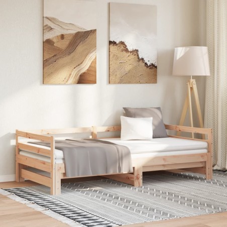 vidaXL Divano Letto con Letto Estraibile 90x190 cm Legno Massello Pino