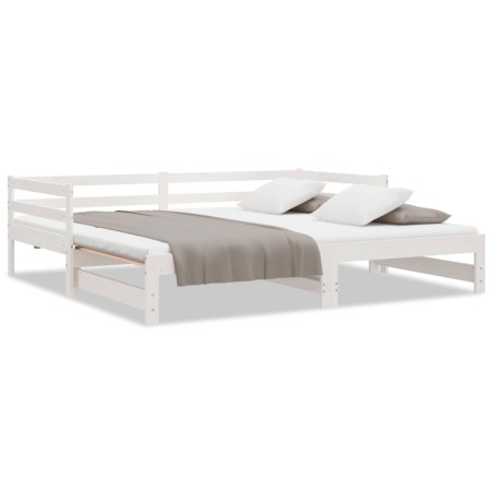 vidaXL Divano Letto con Letto Estraibile Bianco 90x200cm Massello Pino
