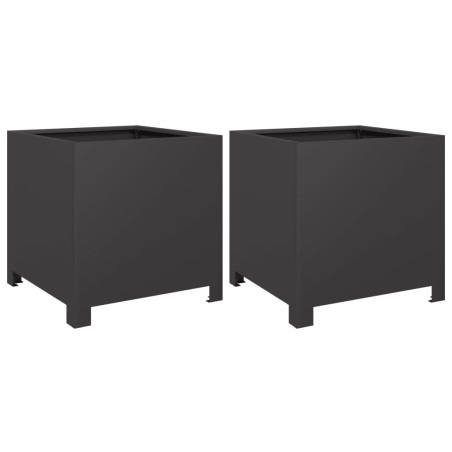 vidaXL Fioriere da Giardino 2 pz Nere 40x40x40 cm in Acciaio