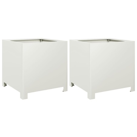 vidaXL Fioriere da Giardino 2 pz Bianche 40x40x40 cm in Acciaio