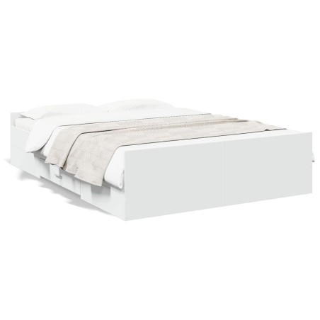 vidaXL Giroletto con Cassetti Bianco 140x190 cm in Legno Multistrato