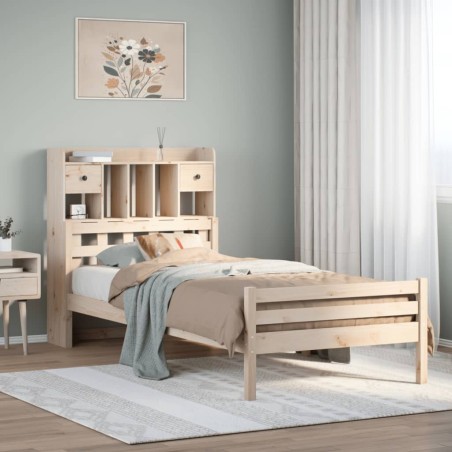 vidaXL Giroletto con Libreria senza Materasso 75x190 cm in Legno Pino