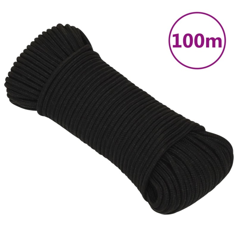 vidaXL Corda da Lavoro Nera 4 mm 100 m in Poliestere vidaXL Corda da Lavoro Nera 4 mm 100 m in Poliestere
