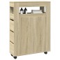 vidaXL Mobile da Bagno Stretto con Ruote Rovere Sonoma in Truciolato vidaXL Mobile da Bagno Stretto con Ruote Rovere Sonoma in Truciolato