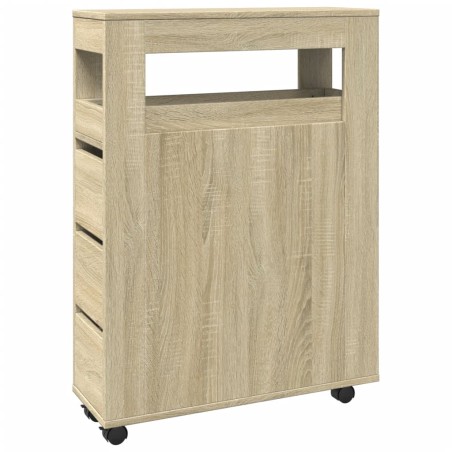 vidaXL Mobile da Bagno Stretto con Ruote Rovere Sonoma in Truciolato