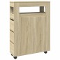vidaXL Mobile da Bagno Stretto con Ruote Rovere Sonoma in Truciolato vidaXL Mobile da Bagno Stretto con Ruote Rovere Sonoma in Truciolato