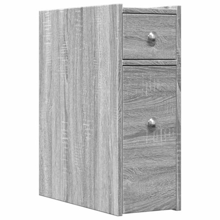 vidaXL Armadietto da Bagno Stretto con Ruote Grigio Sonoma Truciolato