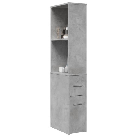 vidaXL Armadietto da Bagno Stretto con Ruote Grigio Cemento Truciolato
