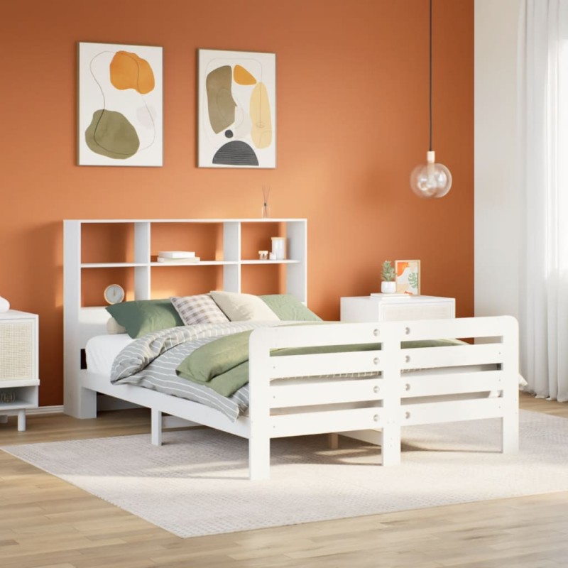 vidaXL Letto senza Materasso Bianco 140x190 cm Legno Massello di Pino vidaXL Letto senza Materasso Bianco 140x190 cm Legno Massello di Pino