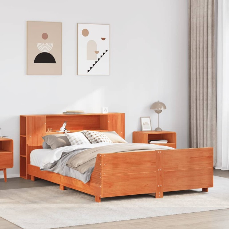 vidaXL Giroletto senza Materasso Marrone Cera 120x200 cm Legno di Pino vidaXL Giroletto senza Materasso Marrone Cera 120x200 cm Legno di Pino
