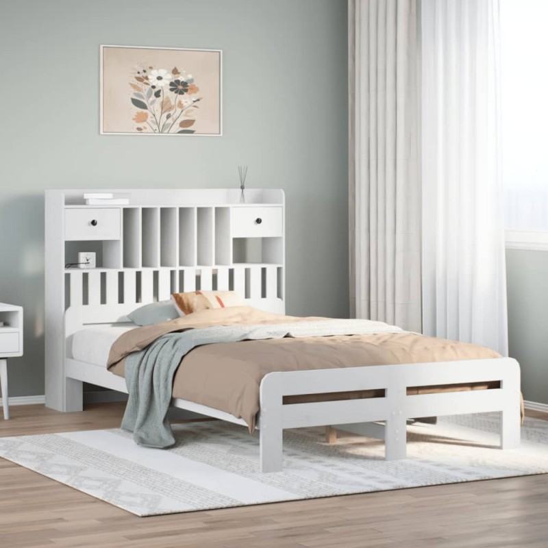 vidaXL Letto Libreria senza Materasso Bianco 120x190 cm Legno di Pino