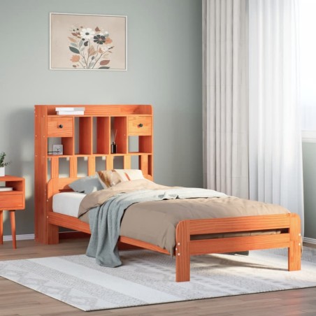 vidaXL Letto Libreria senza Materasso Marrone Cera 75x190 cm in Pino