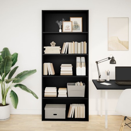 vidaXL Libreria Nera 80x30x189 cm in Legno Multistrato