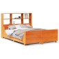 vidaXL Letto Libreria senza Materasso Marrone Cera 135x190 cm Legno