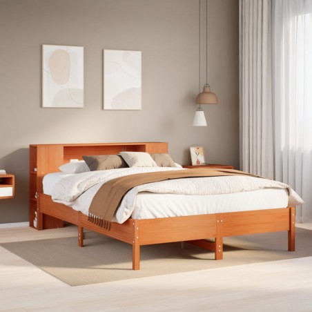 vidaXL Letto Libreria senza Materasso Marrone Cera 160x200 cm in Pino