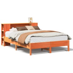 vidaXL Letto Libreria senza Materasso Marrone Cera 140x200 cm in Pino