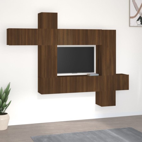 Set Mobili Porta TV 10 pz Rovere Marrone in Legno Multistrato