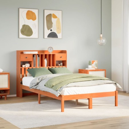 vidaXL Letto Libreria senza Materasso Marrone Cera 120x190 cm in Pino