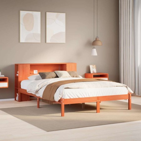 vidaXL Letto Libreria senza Materasso Marrone Cera 140x200 cm in Pino