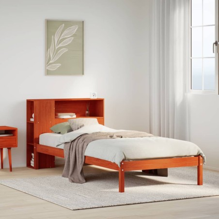 vidaXL Letto Libreria senza Materasso Marrone Cera 90x190 cm in Pino