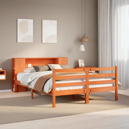 vidaXL Letto Libreria senza Materasso Marrone Cera 140x190 cm in Pino