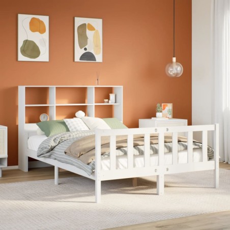 vidaXL Letto Libreria senza Materasso Bianco 150x200 cm Legno di Pino