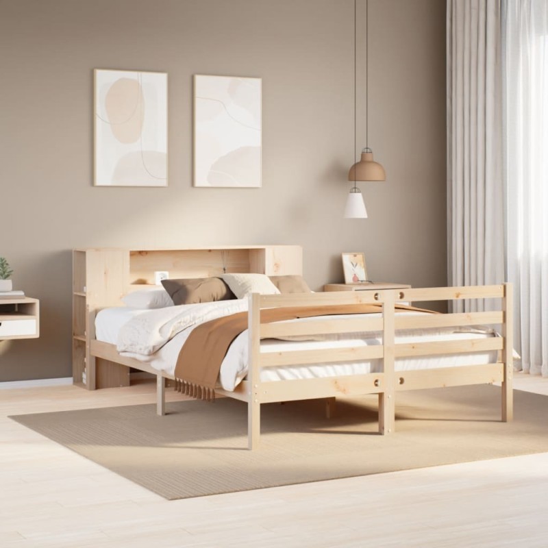 vidaXL Letto Libreria senza Materasso 150x200 cm in Legno di Pino vidaXL Letto Libreria senza Materasso 150x200 cm in Legno di Pino