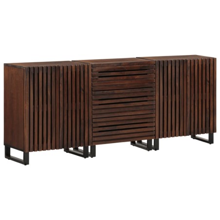 vidaXL Credenze 3 pz 60x34x75 cm in Legno Massello di Mango