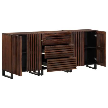 vidaXL Credenze 3 pz 60x34x75 cm in Legno Massello di Mango