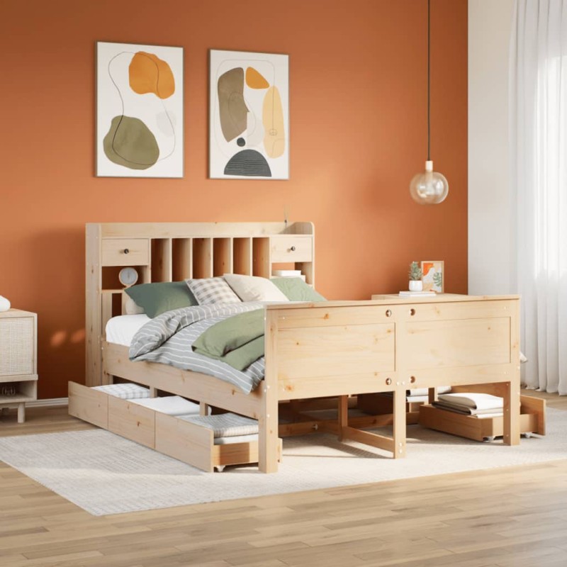 vidaXL Letto Libreria senza Materasso 160x200 cm in Legno di Pino vidaXL Letto Libreria senza Materasso 160x200 cm in Legno di Pino