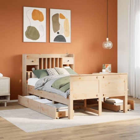 vidaXL Letto Libreria senza Materasso 135x190 cm in Legno di Pino