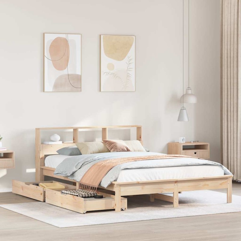 vidaXL Letto Libreria senza Materasso 140x190 cm in Legno di Pino vidaXL Letto Libreria senza Materasso 140x190 cm in Legno di Pino